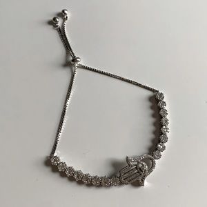 925 Sterling Silver + Crystal Hamza Bracelet